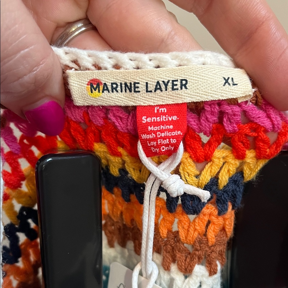 Marine Layer NWT Colorful Striped Knit Sleeveless Top - Size XL - Picture 6 of 7